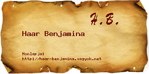 Haar Benjamina névjegykártya